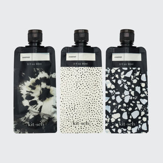 Kitsch | Refillable Travel Pouches - Black & Ivory
